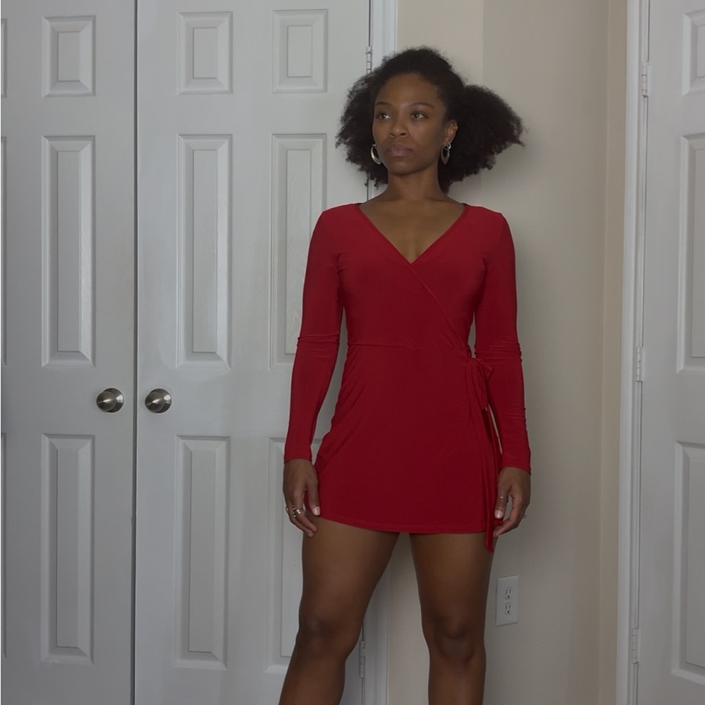 Red Wrap-Style Romper